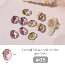 Load image into Gallery viewer, 5pcs Nail Art Ice Cube Crystal Flat Bottom Diamond Ornament Shaped Symphony Water Ripple Nail Accessories Nail Art Decoration