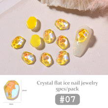 Load image into Gallery viewer, 5pcs Nail Art Ice Cube Crystal Flat Bottom Diamond Ornament Shaped Symphony Water Ripple Nail Accessories Nail Art Decoration
