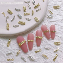 Load image into Gallery viewer, 20pcs Nail Art Braided Twist Metal Jewelry Knot Hollow Bend Alloy Nail Jewelry Manicure Art Decoration