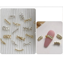 Load image into Gallery viewer, 20pcs Nail Art Braided Twist Metal Jewelry Knot Hollow Bend Alloy Nail Jewelry Manicure Art Decoration