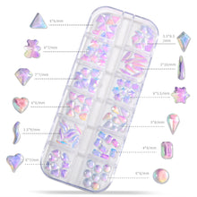 Load image into Gallery viewer, Nail Art Jewelry Drill 12 Grid Set Box Mixed Ice Transparent Shaped Flat Bottom Symphony Resin Drill Nail Decoration