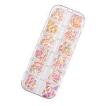 Load image into Gallery viewer, Nail Art Jewelry Drill 12 Grid Set Box Mixed Ice Transparent Shaped Flat Bottom Symphony Resin Drill Nail Decoration