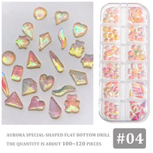 Load image into Gallery viewer, Nail Art Jewelry Drill 12 Grid Set Box Mixed Ice Transparent Shaped Flat Bottom Symphony Resin Drill Nail Decoration