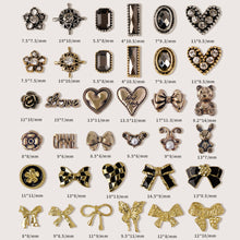 Load image into Gallery viewer, Nail Art Retro Jewelry Crow Heart Punk Dark Style Pearl Metal Bow Set Manicure Art Decoration Nail Accessories