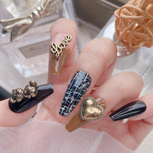 Load image into Gallery viewer, Nail Art Retro Jewelry Crow Heart Punk Dark Style Pearl Metal Bow Set Manicure Art Decoration Nail Accessories
