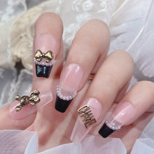 Load image into Gallery viewer, Nail Art Retro Jewelry Crow Heart Punk Dark Style Pearl Metal Bow Set Manicure Art Decoration Nail Accessories