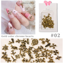 Load image into Gallery viewer, Nail Art Retro Jewelry Crow Heart Punk Dark Style Pearl Metal Bow Set Manicure Art Decoration Nail Accessories