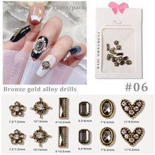 Load image into Gallery viewer, Nail Art Retro Jewelry Crow Heart Punk Dark Style Pearl Metal Bow Set Manicure Art Decoration Nail Accessories