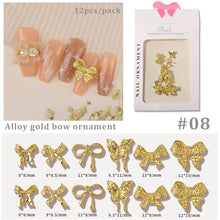 Load image into Gallery viewer, Nail Art Retro Jewelry Crow Heart Punk Dark Style Pearl Metal Bow Set Manicure Art Decoration Nail Accessories