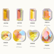 Load image into Gallery viewer, Nail Art Ice Transparent Heart Diamond Rectangular Bottom Pink Crystal Aurora Nail Jewelry Manicure Accessories