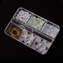 Load image into Gallery viewer, 1 Box Nail Light Change Camellia Jewelry Mixed Pearl Chain Steel Ball Nail Drill Decoration Set Manicure Accessories
