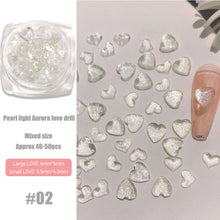 Load image into Gallery viewer, 1 Box Nail Art Polarized Symphony Heart Diamond Shiny Pearl Heart Shaped Three-dimensional Nail Decoration Manicure Accessories