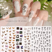 Load image into Gallery viewer, Leopard Butterfly Nail Art Sticker Decoration Waterproof Durable Adhesive Nail Stickers Manicure Accessories