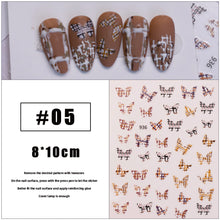 Load image into Gallery viewer, Leopard Butterfly Nail Art Sticker Decoration Waterproof Durable Adhesive Nail Stickers Manicure Accessories