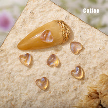 Load image into Gallery viewer, 100pcs 6mm Nail Art Gilt Small Peach Heart Jewelry Glossy Glitter Flat Bottom Resin Love Nail Jewelry Decoration
