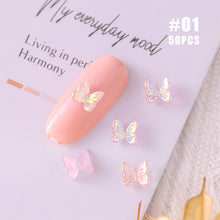 Load image into Gallery viewer, 50pcs Nail Art Butterfly Jewelry Three-dimensional Aurora Symphony Butterfly Jewelry Versatile Nail Decoration Manicure Accessories