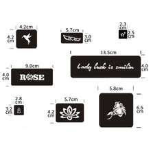 Load image into Gallery viewer, A4 Hollow Adhesive Tattoo Template Sticker Semi-permanent Small Tattoo Body Hand-painted Art Paste Painting