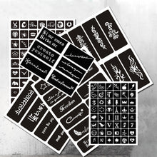 Load image into Gallery viewer, A4 Hollow Adhesive Tattoo Template Sticker Semi-permanent Small Tattoo Body Hand-painted Art Paste Painting
