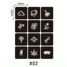Load image into Gallery viewer, A4 Hollow Adhesive Tattoo Template Sticker Semi-permanent Small Tattoo Body Hand-painted Art Paste Painting