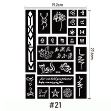 Load image into Gallery viewer, A4 Hollow Adhesive Tattoo Template Sticker Semi-permanent Small Tattoo Body Hand-painted Art Paste Painting