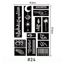 Load image into Gallery viewer, A4 Hollow Adhesive Tattoo Template Sticker Semi-permanent Small Tattoo Body Hand-painted Art Paste Painting