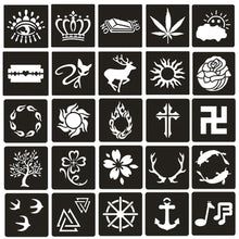 Load image into Gallery viewer, 5.5*5.5cm Small Pattern Tattoo Template Body Painting Self-adhesive Tattoo Template Two-layer Hollow Tattoo Template