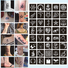 Load image into Gallery viewer, 5.5*5.5cm Small Tattoo Template Body Painting Self-adhesive Tattoo Template Semi-permanent Two-layer Hollow Tattoo Template