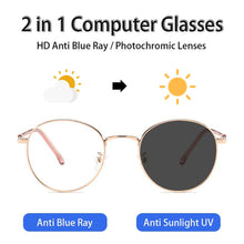 Load image into Gallery viewer, Retro Color Changing Anti-blue Light Glasses Fashion Metal Frame Flat Glasses Outdoor Activities Sunglasses For Men Women