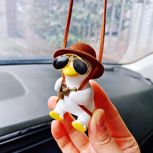 Load image into Gallery viewer, Cute Anime Cowboy Pipe Duck Car Rearview Mirror Pendant Super Cool Revolver Car Decor Pendant Auto Interior Ornament Decoration