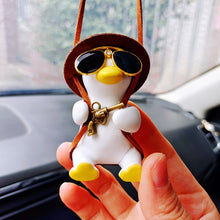 Load image into Gallery viewer, Cute Anime Cowboy Pipe Duck Car Rearview Mirror Pendant Super Cool Revolver Car Decor Pendant Auto Interior Ornament Decoration