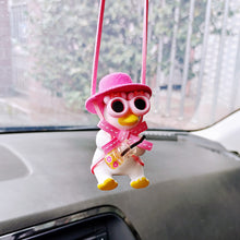 Load image into Gallery viewer, Cute Anime Cowboy Pipe Duck Car Rearview Mirror Pendant Super Cool Revolver Car Decor Pendant Auto Interior Ornament Decoration