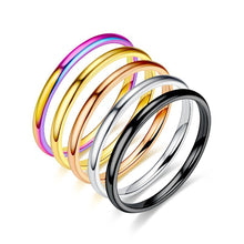 Load image into Gallery viewer, Simple 2mm Titanium Thin Ring Fashion Stainless Steel Ring Casual Finger Jewelry Smooth Couple Ring Classic Love Women Men Birthday gifts