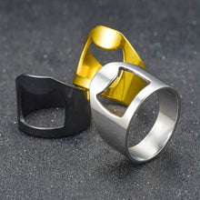 Load image into Gallery viewer, 10mm Bottle Opener Ring-shape Beer Cap Opening Remover Bottle Style Beer Opener Stainless Steel Titanium Ring Creative Versatile Ring Casual Cool Finger Ring