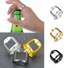 Load image into Gallery viewer, 10mm Bottle Opener Ring-shape Beer Cap Opening Remover Bottle Style Beer Opener Stainless Steel Titanium Ring Creative Versatile Ring Casual Cool Finger Ring