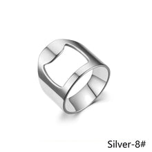 Load image into Gallery viewer, 10mm Bottle Opener Ring-shape Beer Cap Opening Remover Bottle Style Beer Opener Stainless Steel Titanium Ring Creative Versatile Ring Casual Cool Finger Ring