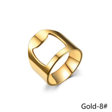 Load image into Gallery viewer, 10mm Bottle Opener Ring-shape Beer Cap Opening Remover Bottle Style Beer Opener Stainless Steel Titanium Ring Creative Versatile Ring Casual Cool Finger Ring