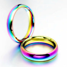 Load image into Gallery viewer, 2/4/6mm Titanium Stainless Steel Ring Rainbow Colorful Ring Casual Finger Jewelry Smooth Couple Ring for Women Men Wedding Bands
