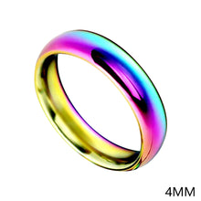 Load image into Gallery viewer, 2/4/6mm Titanium Stainless Steel Ring Rainbow Colorful Ring Casual Finger Jewelry Smooth Couple Ring for Women Men Wedding Bands