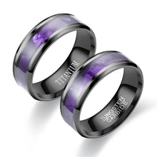 Load image into Gallery viewer, 8mm Fashion Titanium Steel Rings Inlaid Abalone Shell Wedding Band Black Jewelry For Women Men Classic Couple Rings Unisex Accessories