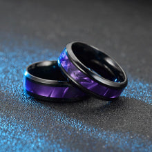 Load image into Gallery viewer, 8mm Fashion Titanium Steel Rings Inlaid Abalone Shell Wedding Band Black Jewelry For Women Men Classic Couple Rings Unisex Accessories