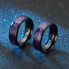 Load image into Gallery viewer, 8mm Fashion Titanium Steel Rings Inlaid Abalone Shell Wedding Band Black Jewelry For Women Men Classic Couple Rings Unisex Accessories