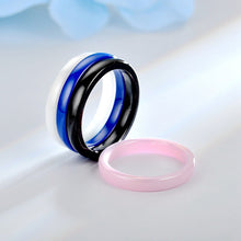 Load image into Gallery viewer, 3mm Thin Ceramic Rings For Women Jewelry Minimalist Simple Smooth Shiny Tail Rings No Fade Blue Pink Black White