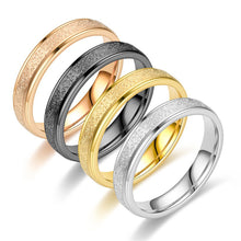 Load image into Gallery viewer, 4mm Fashion Simple Design Sandblast Stainless Steel Titanium Ring Anxiety Fidget Rings Finger Ring Women Men Punk Rock Gift