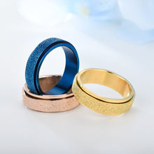 Load image into Gallery viewer, 6mm Rotatable Sandblast Stainless Steel Titanium Ring Anxiety Fidget Spinner Rings Anti Stress Jewelry for Women Men Punk Rock