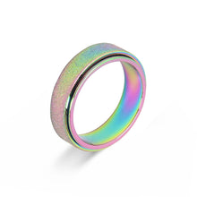 Load image into Gallery viewer, 6mm Rotatable Sandblast Stainless Steel Titanium Ring Anxiety Fidget Spinner Rings Anti Stress Jewelry for Women Men Punk Rock