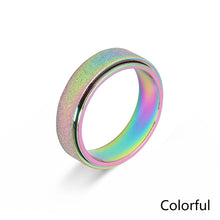 Load image into Gallery viewer, 6mm Rotatable Sandblast Stainless Steel Titanium Ring Anxiety Fidget Spinner Rings Anti Stress Jewelry for Women Men Punk Rock