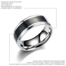 Load image into Gallery viewer, 8mm Stainless Steel Ring Smart Sensor Body Temperature Ring Temperature Test Finger Rings Fashion Real-time Display for Women Man Couple Band Wedding