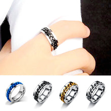 Load image into Gallery viewer, 8mm Rotating Stainless Titanium Steel Ring Anxiety Fidget Rings Rotatable Chain Link Spinner Finger Ring Women Men Punk Rock Gift