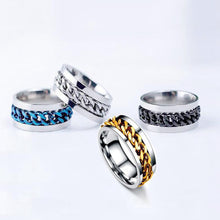 Load image into Gallery viewer, 8mm Rotating Stainless Titanium Steel Ring Anxiety Fidget Rings Rotatable Chain Link Spinner Finger Ring Women Men Punk Rock Gift