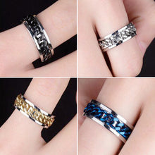 Load image into Gallery viewer, 8mm Rotating Stainless Titanium Steel Ring Anxiety Fidget Rings Rotatable Chain Link Spinner Finger Ring Women Men Punk Rock Gift